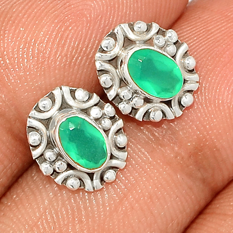 Small Filigree - Green Onyx Faceted Studs - GOFS234