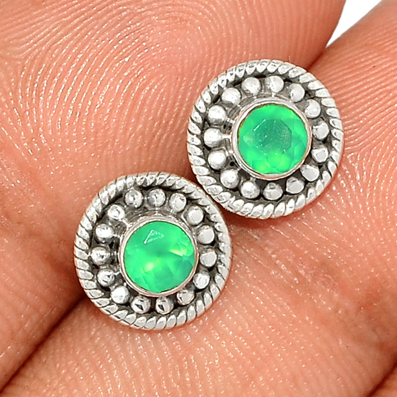 Small Filigree - Green Onyx Faceted Studs - GOFS235