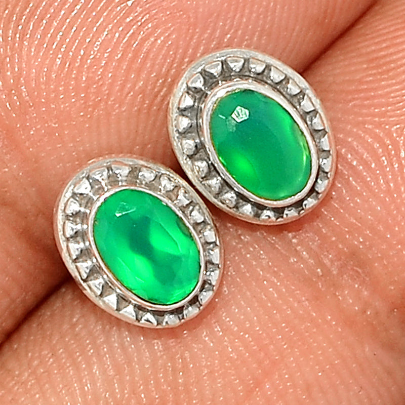 Small Filigree - Green Onyx Faceted Studs - GOFS236