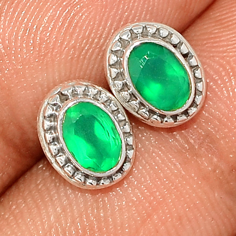 Small Filigree - Green Onyx Faceted Studs - GOFS237
