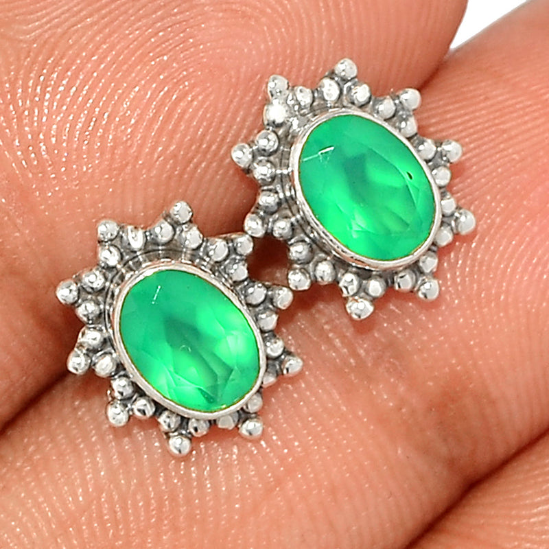Small Filigree - Green Onyx Faceted Studs - GOFS238