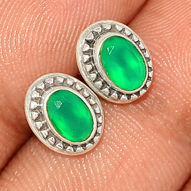 Small Filigree - Green Onyx Faceted Studs - GOFS239