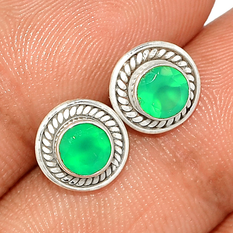 Small Filigree - Green Onyx Faceted Studs - GOFS240