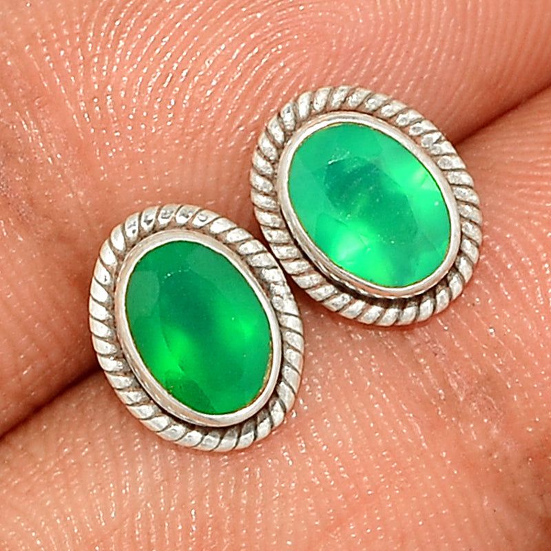 Small Filigree - Green Onyx Faceted Studs - GOFS241