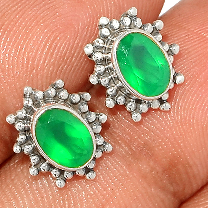 Small Filigree - Green Onyx Faceted Studs - GOFS243