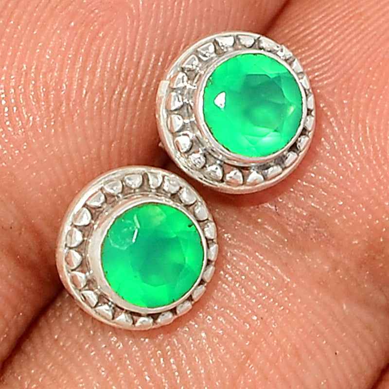 Small Filigree - Green Onyx Faceted Studs - GOFS244