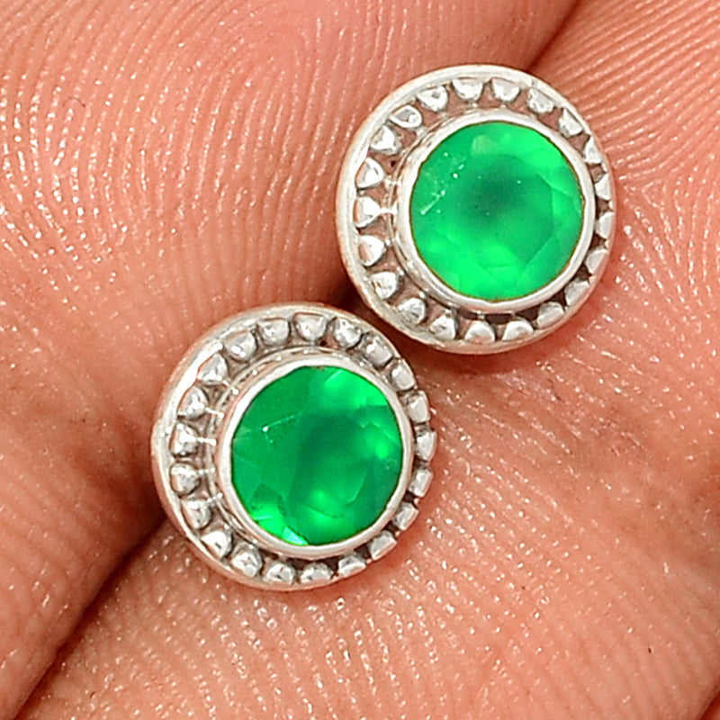 Small Filigree - Green Onyx Faceted Studs - GOFS245