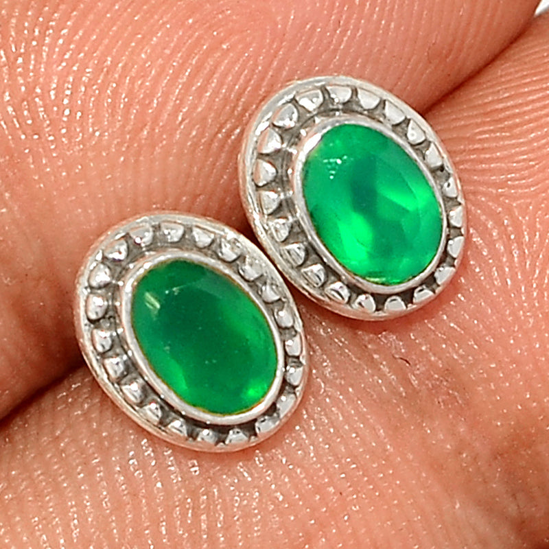 Small Filigree - Green Onyx Faceted Studs - GOFS246