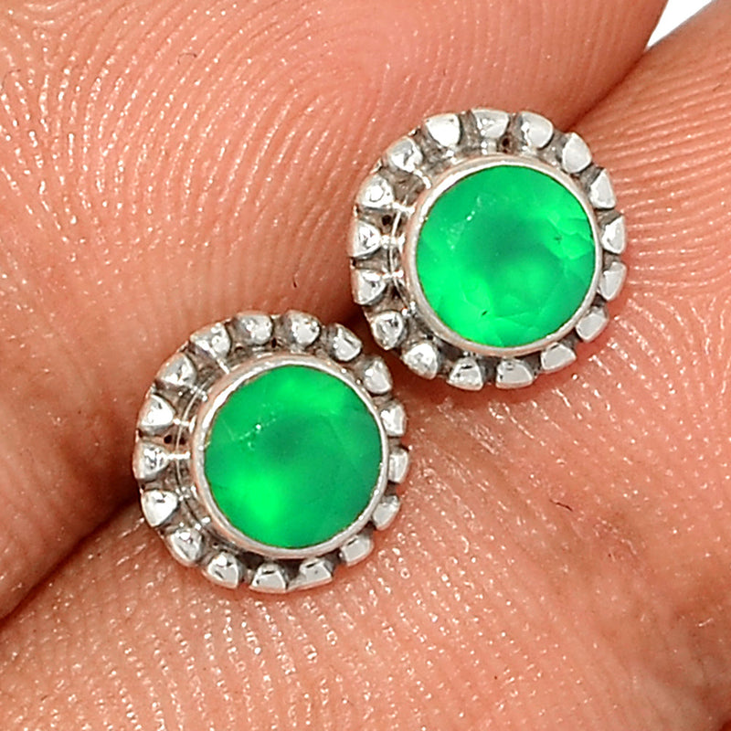 Small Filigree - Green Onyx Faceted Studs - GOFS247