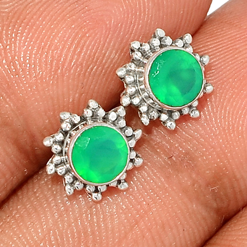 Small Filigree - Green Onyx Faceted Studs - GOFS248