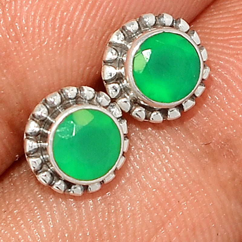 Small Filigree - Green Onyx Faceted Studs - GOFS249