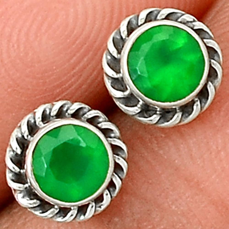 Faceted Green Onyx Studs-GOFS24