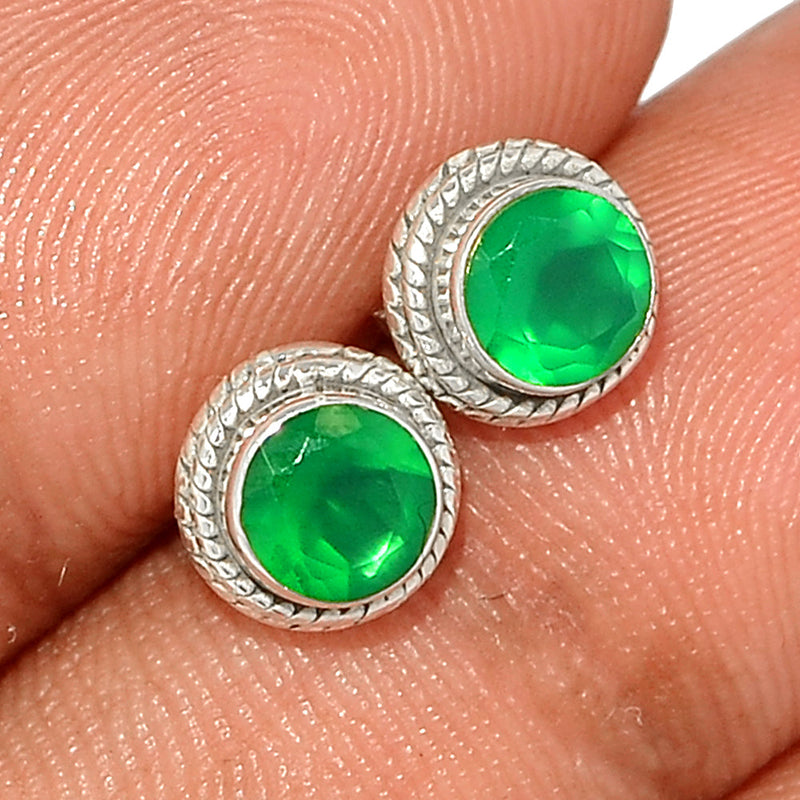 Small Filigree - Green Onyx Faceted Studs - GOFS250