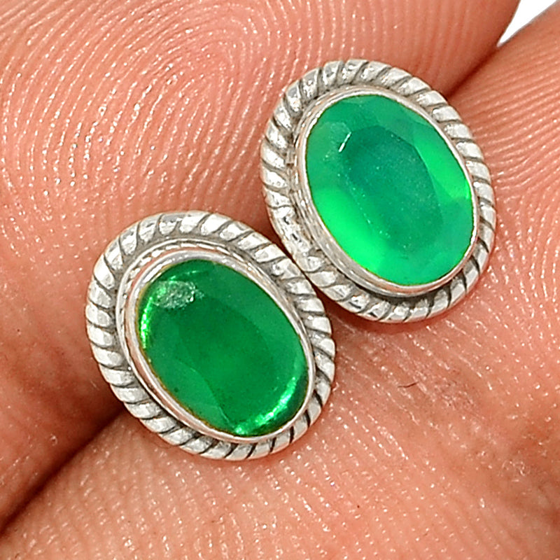 Small Filigree - Green Onyx Faceted Studs - GOFS251
