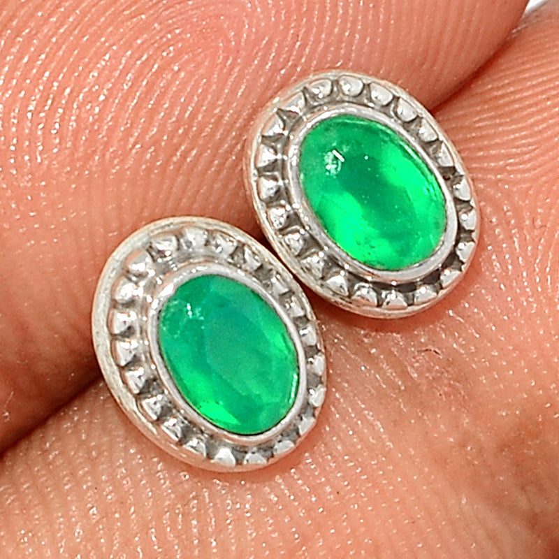 Small Filigree - Green Onyx Faceted Studs - GOFS253