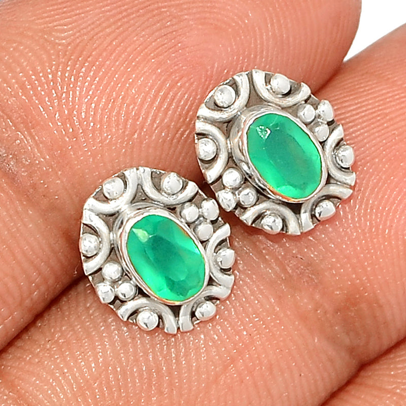 Small Filigree - Green Onyx Faceted Studs - GOFS254