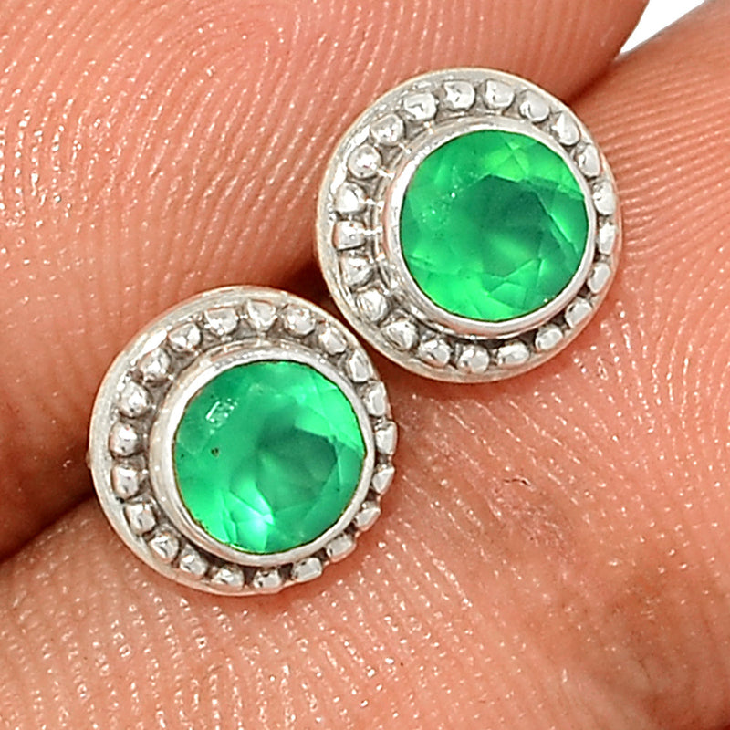 Small Filigree - Green Onyx Faceted Studs - GOFS256