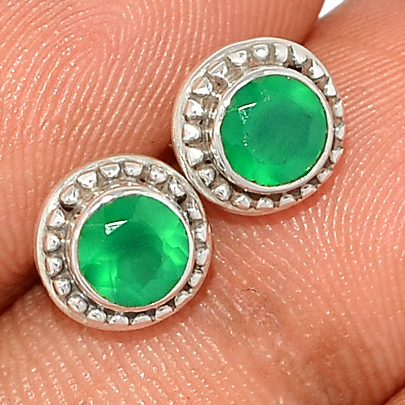Small Filigree - Green Onyx Faceted Studs - GOFS257