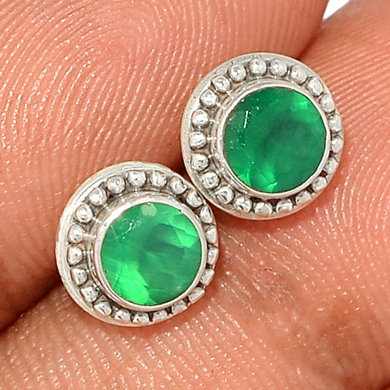 Small Filigree - Green Onyx Faceted Studs - GOFS258