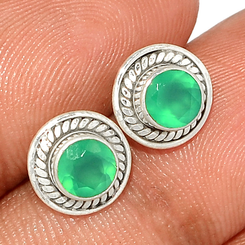 Small Filigree - Green Onyx Faceted Studs - GOFS259