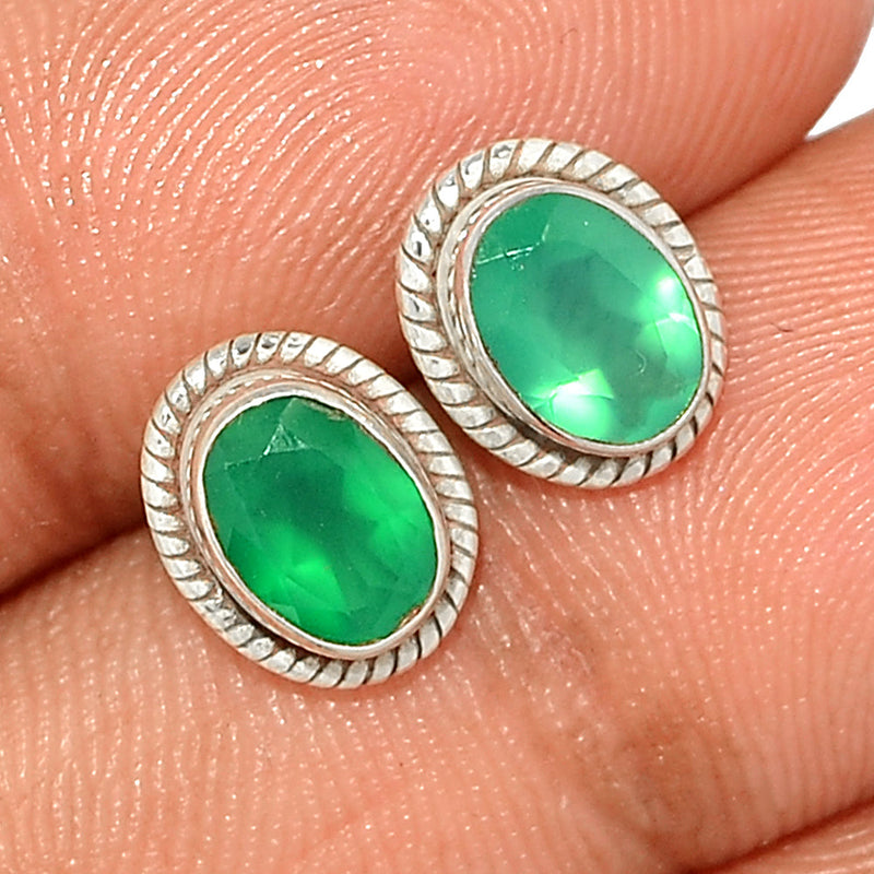 Small Filigree - Green Onyx Faceted Studs - GOFS260
