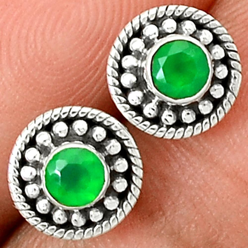 Faceted Green Onyx Studs-GOFS27