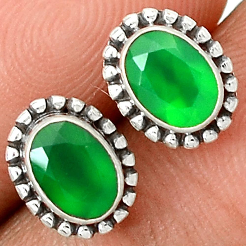 Faceted Green Onyx Studs-GOFS29