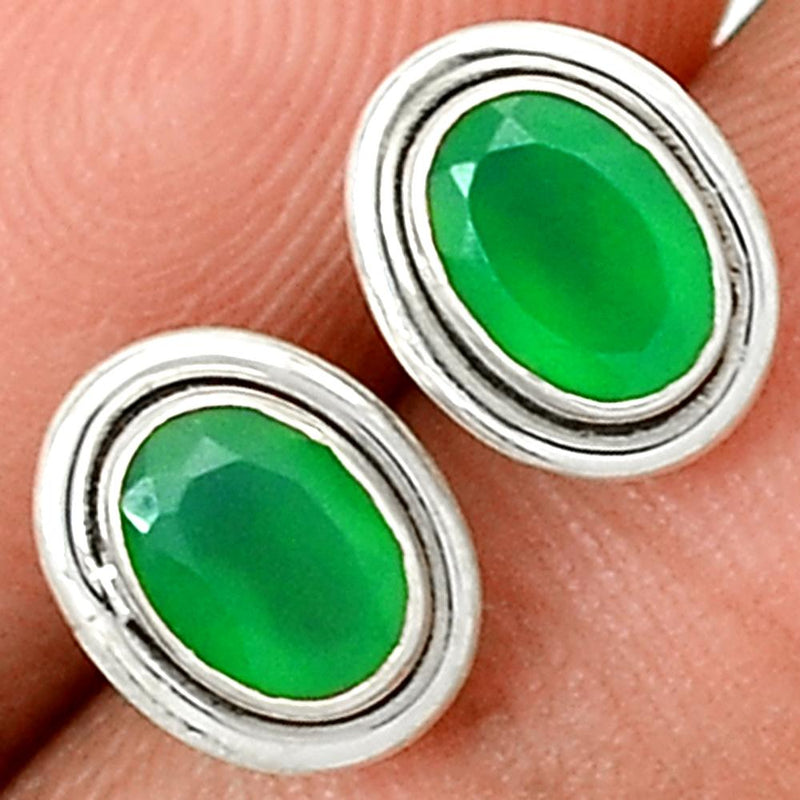 Faceted Green Onyx Studs-GOFS30