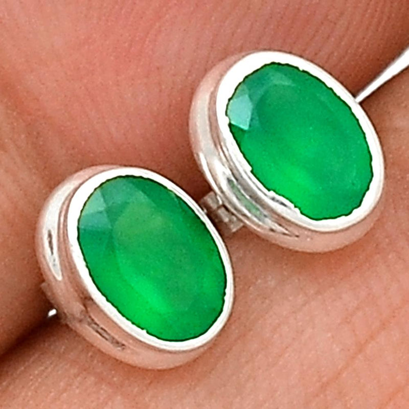 Faceted Green Onyx Studs-GOFS39