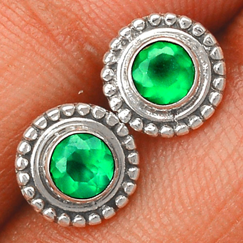 Faceted Green Onyx Studs-GOFS44