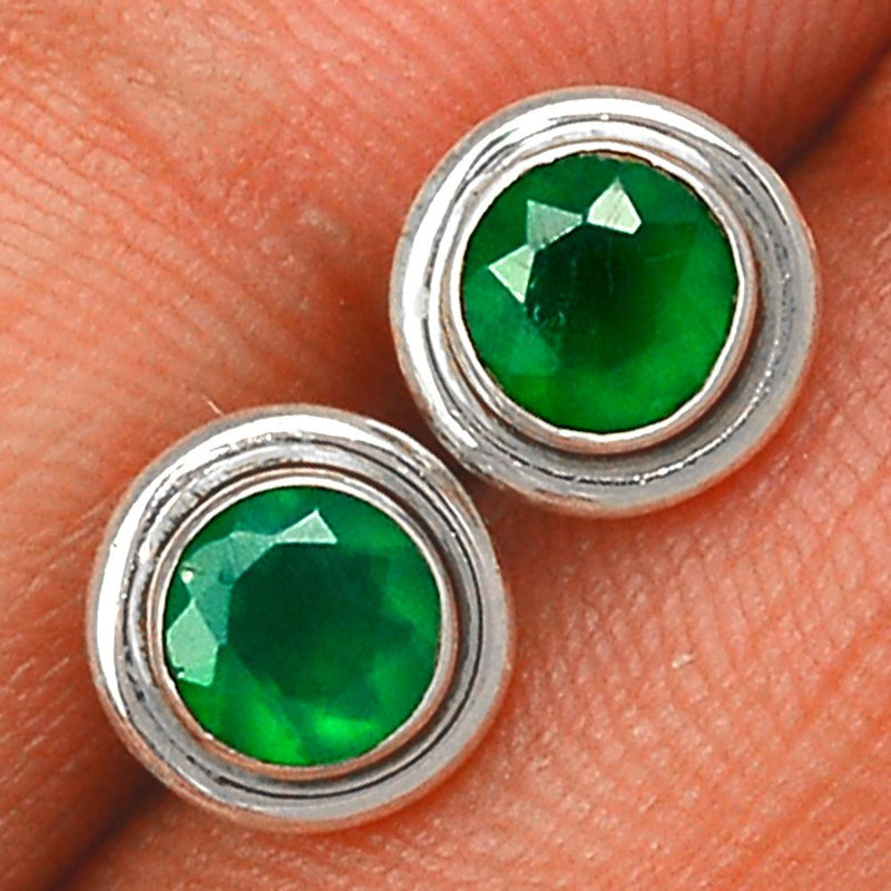 Faceted Green Onyx Studs-GOFS45