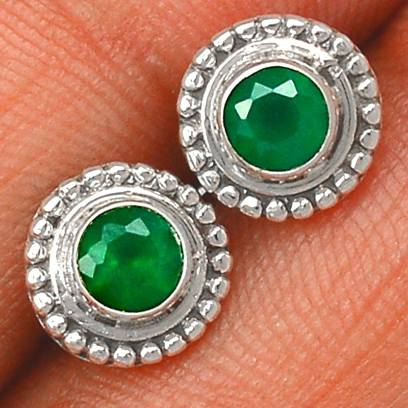 Faceted Green Onyx Studs-GOFS46