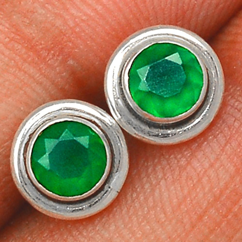 Faceted Green Onyx Studs-GOFS47