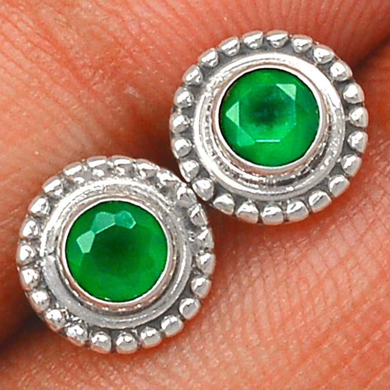 Faceted Green Onyx Studs-GOFS48