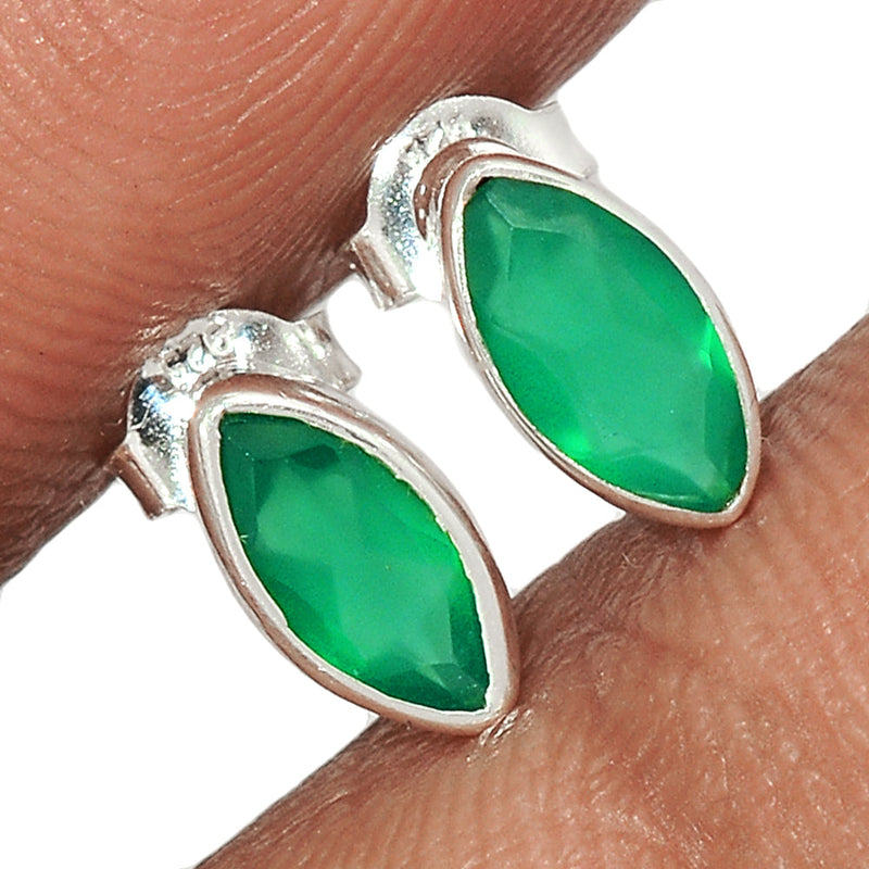 Green Onyx Faceted Studs - GOFS55
