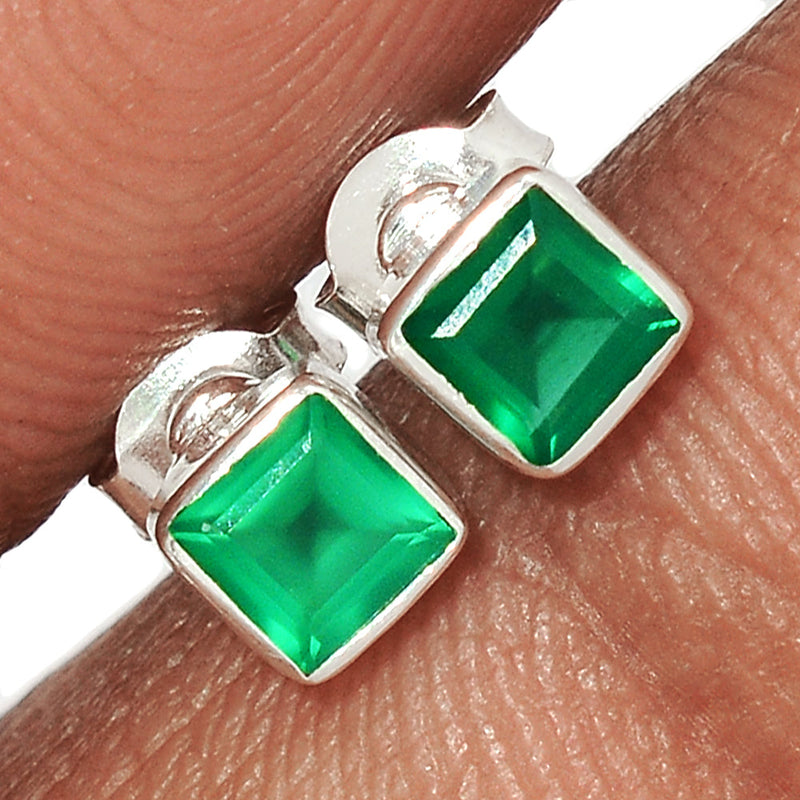 Green Onyx Faceted Studs - GOFS57