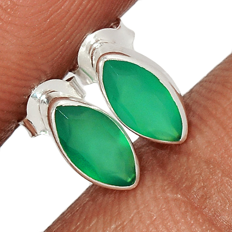 Green Onyx Faceted Studs - GOFS65