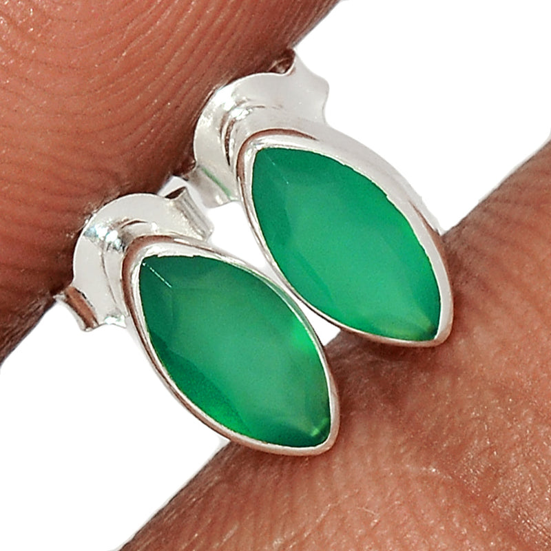 Green Onyx Faceted Studs - GOFS67