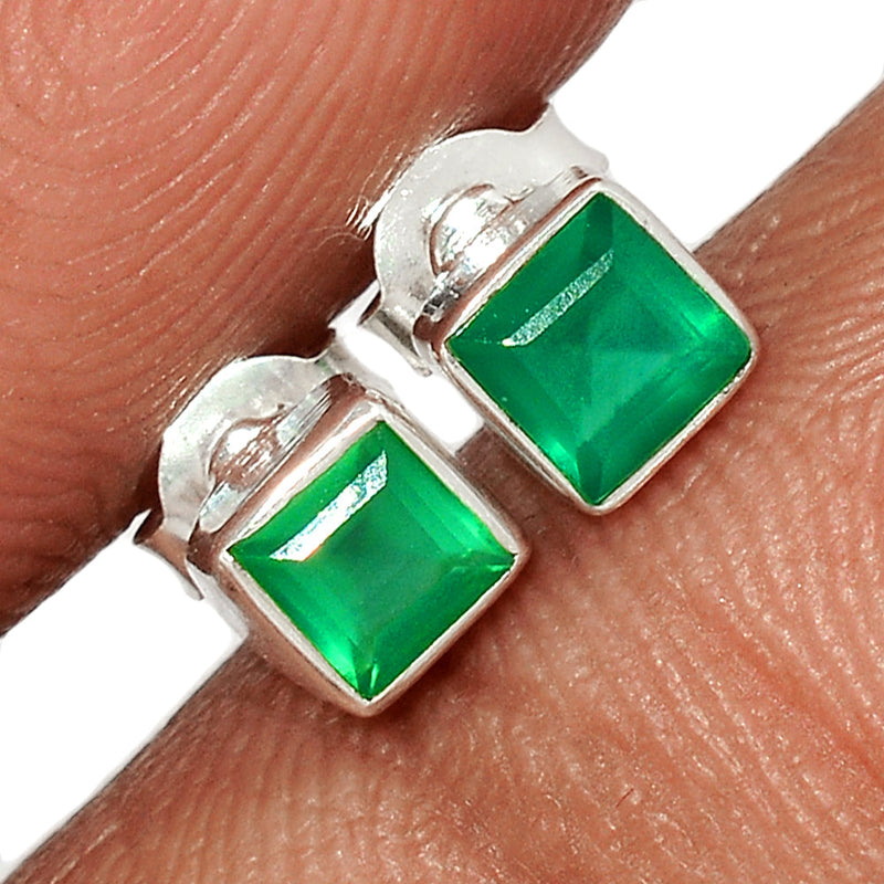 Green Onyx Faceted Studs - GOFS79