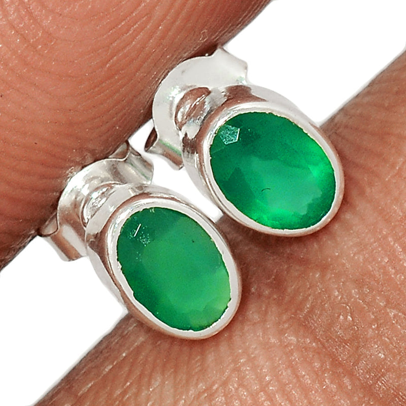 Green Onyx Faceted Studs - GOFS80