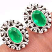 Faceted Green Onyx Studs-GOFS8