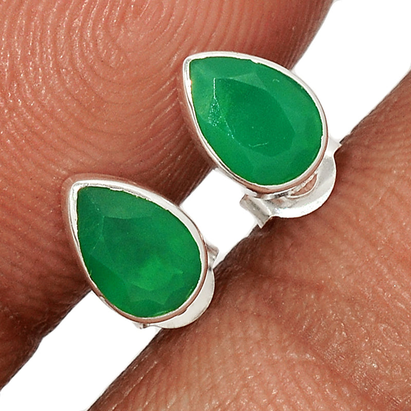 Green Onyx Faceted Studs - GOFS90