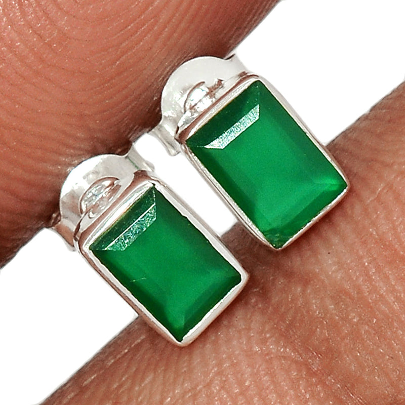 Green Onyx Faceted Studs - GOFS98