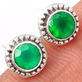 Faceted Green Onyx Studs-GOFS9