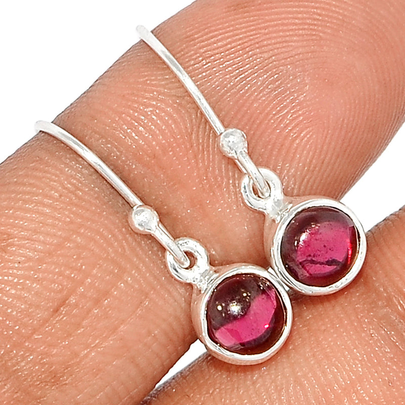 0.8" Garnet Cabochon Earrings - GRCE391