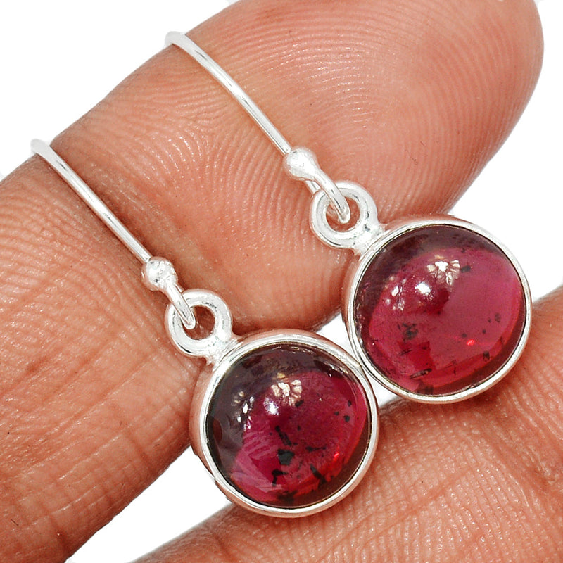 1.1" Garnet Cabochon Earrings - GRCE491