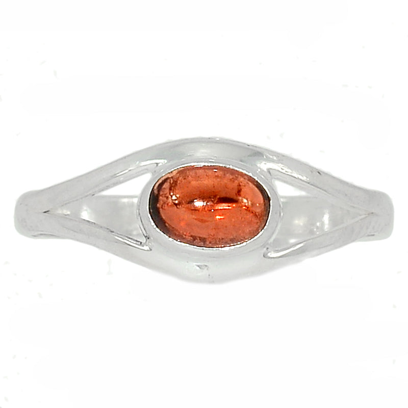 Small Plain - Garnet Cabochon Ring - GRCR766