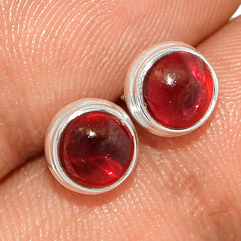 Garnet Cabochon Studs - GRCS235