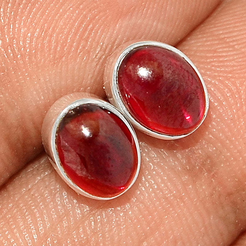 Garnet Cabochon Studs - GRCS253