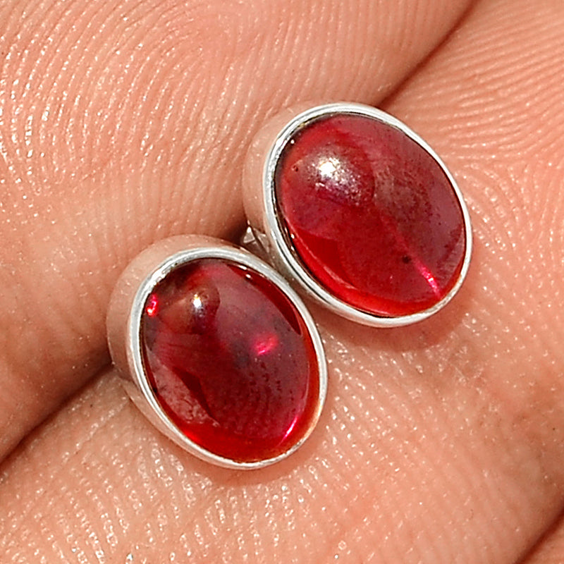 Garnet Cabochon Studs - GRCS255